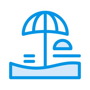 şemsiye beach düz simgesi, vektör, illüstrasyon