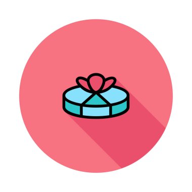 Noel hediye kutusu yay düz stil ikonu, vektör çizim ile 