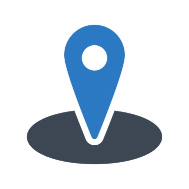 Konum işaretçisi düz simgesi beyaz arka plan, vektör, illüstrasyon izole