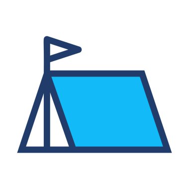 açık kamp çadırı düz simgesi, vektör, illüstrasyon 