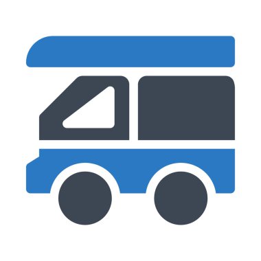  kamyon düz stil ikonu, vektör çizim 