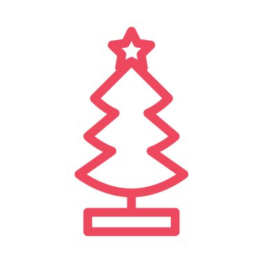 Noel köknar ağacı düz stil ikonu, vektör çizim   
