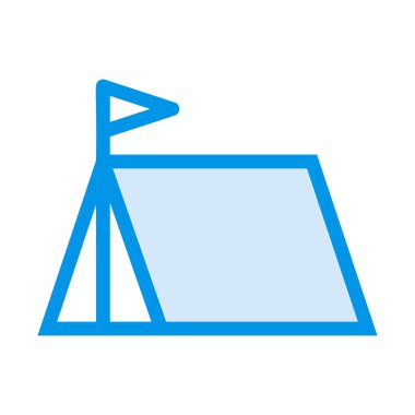 açık kamp çadırı düz simgesi, vektör, illüstrasyon 