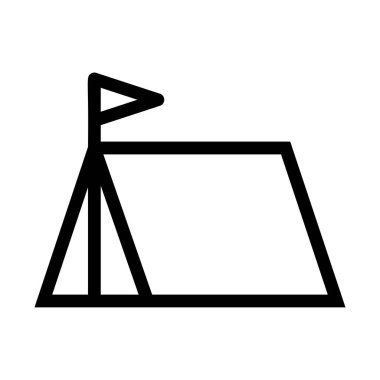 açık kamp çadırı düz simgesi, vektör, illüstrasyon 