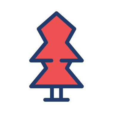 Noel köknar ağacı düz stil ikonu, vektör çizim   