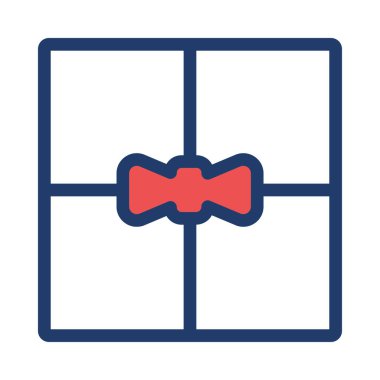 Noel hediye kutusu yay düz stil ikonu, vektör çizim ile 