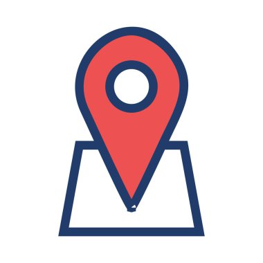 Navigasyon harita işaretçi düz simgesi beyaz arka plan, vektör, illüstrasyon izole 