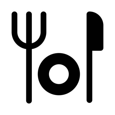 çatal, bıçak, tabak simge vektör çizim  