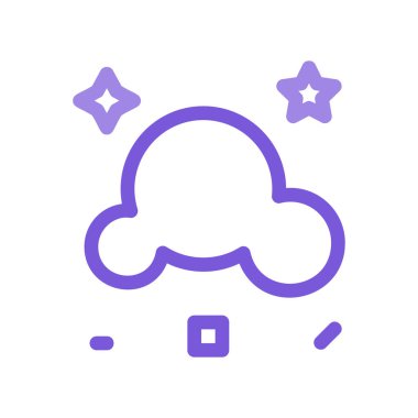 Beyaz arka plan, vektör, illüstrasyon izole yıldız düz simgesi olan bulut