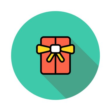 Noel hediye kutusu yay düz stil ikonu, vektör çizim ile 