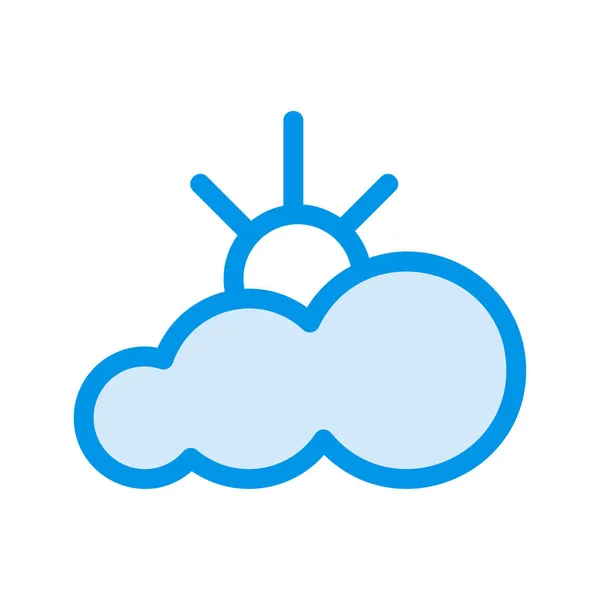 Nube Con Icona Solare Piatta Illustrazione Vettoriale — Vettoriale Stock
