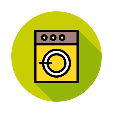 çamaşır makinesi düz simgesi, vektör, illüstrasyon