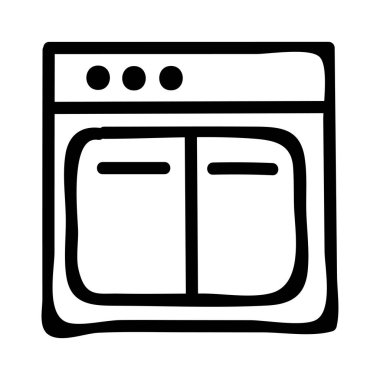 Fırın düz simgesi, vektör, illüstrasyon