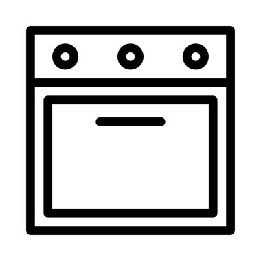 Fırın düz simgesi, vektör, illüstrasyon
