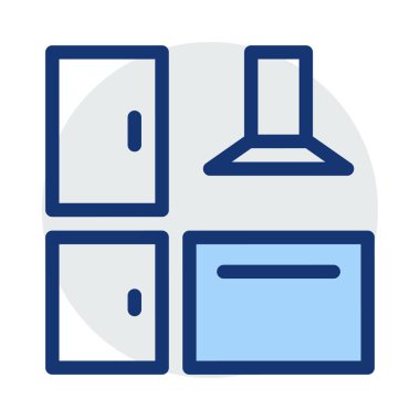 Mutfak davlumbaz ve fırın düz simgesi, vektör, illüstrasyon