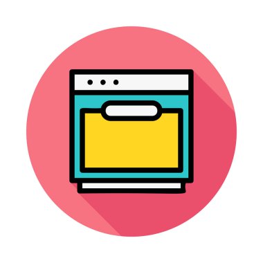 Fırın düz simgesi, vektör, illüstrasyon