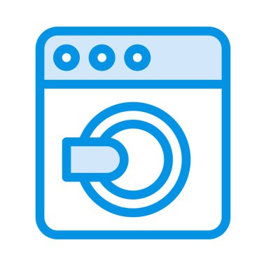 çamaşır makinesi düz simgesi, vektör, illüstrasyon