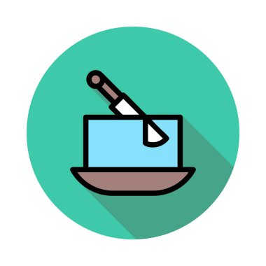 bıçak kesim tereyağı düz plaka simgesi, vektör, illüstrasyon