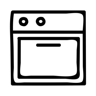 Fırın düz simgesi, vektör, illüstrasyon