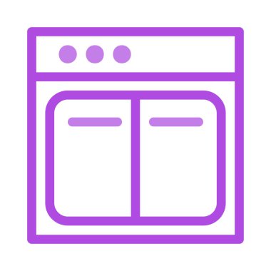 Fırın düz simgesi, vektör, illüstrasyon