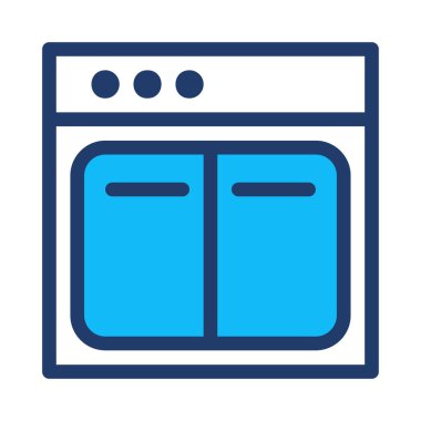 Fırın düz simgesi, vektör, illüstrasyon