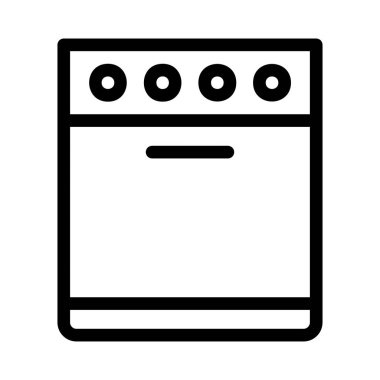 Fırın düz simgesi, vektör, illüstrasyon