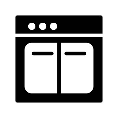 Fırın düz simgesi, vektör, illüstrasyon