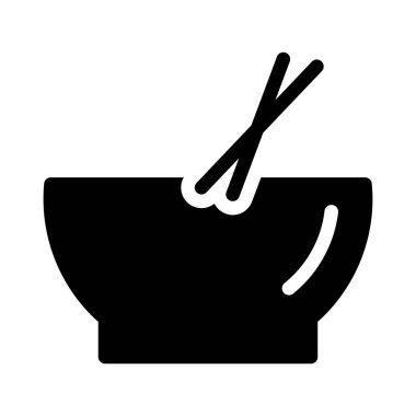 kase yemek çubukları düz simgesi, vektör, illüstrasyon