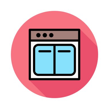 Fırın düz simgesi, vektör, illüstrasyon