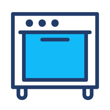 Fırın düz simgesi, vektör, illüstrasyon