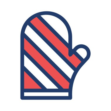 Noel Kış mitten düz simgesi beyaz arka plan, vektör, illüstrasyon izole