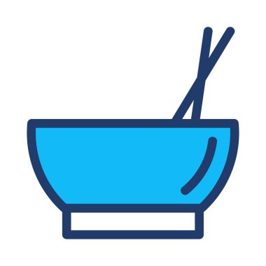 kase yemek çubukları düz simgesi, vektör, illüstrasyon