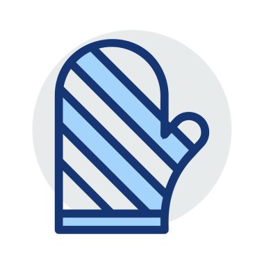 Noel Kış mitten düz simgesi beyaz arka plan, vektör, illüstrasyon izole