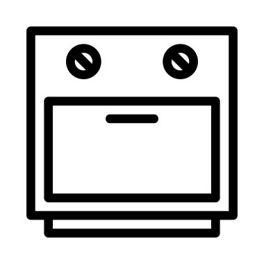 Fırın düz simgesi, vektör, illüstrasyon