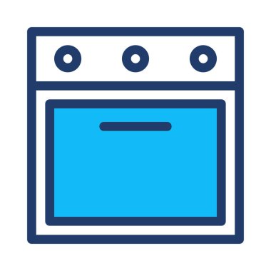 Fırın düz simgesi, vektör, illüstrasyon