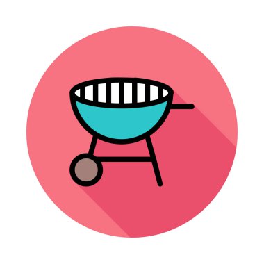 Barbekü ızgara düz simgesi, vektör, illüstrasyon