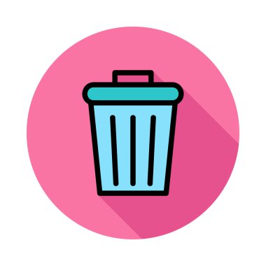 Mutfak çöp tenekesi düz simgesi, vektör, illüstrasyon