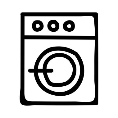 çamaşır makinesi düz simgesi, vektör, illüstrasyon