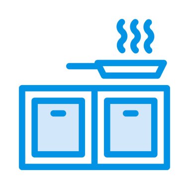 soba düz simgesi, vektör, illüstrasyon sıcak tava