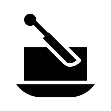 bıçak kesim tereyağı düz plaka simgesi, vektör, illüstrasyon