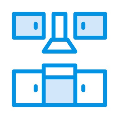 Mutfak fırın ve başlık düz simgesi, vektör, illüstrasyon 