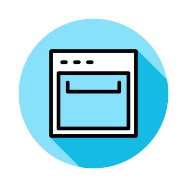 Fırın düz simgesi, vektör, illüstrasyon 