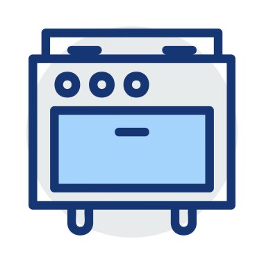 Fırın düz simgesi, vektör, illüstrasyon 