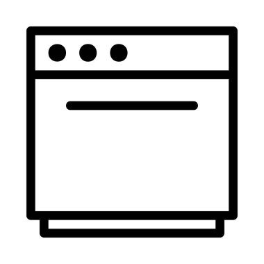 Fırın düz simgesi, vektör, illüstrasyon 