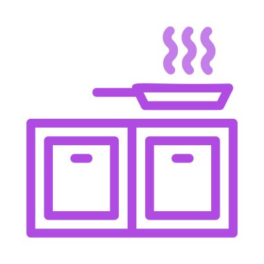 soba düz simgesi, vektör, illüstrasyon sıcak tava 