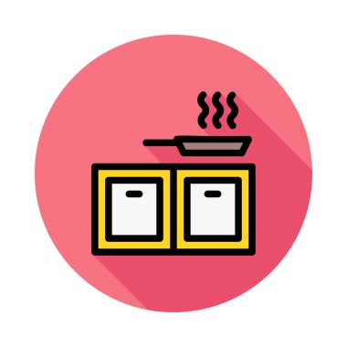 soba düz simgesi, vektör, illüstrasyon sıcak tava 