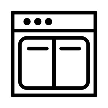 Fırın düz simgesi, vektör, illüstrasyon 