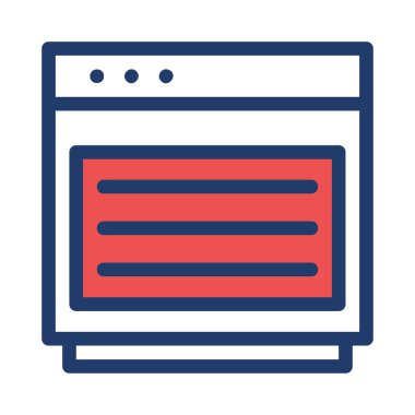 Fırın düz simgesi, vektör, illüstrasyon 