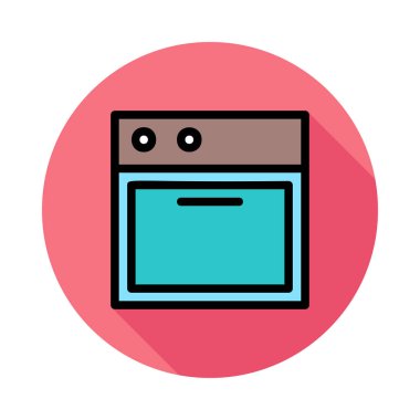 Fırın düz simgesi, vektör, illüstrasyon