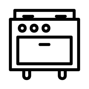 Fırın düz simgesi, vektör, illüstrasyon